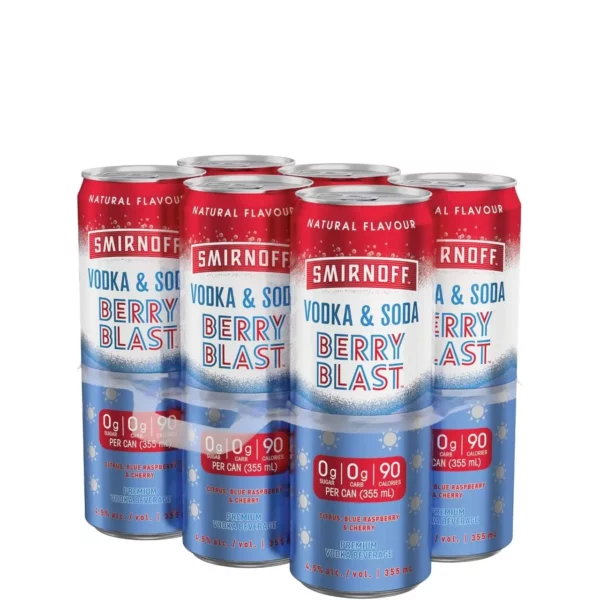 Smirnoff Vodka & Soda Berry Blast 6 Pack Cans