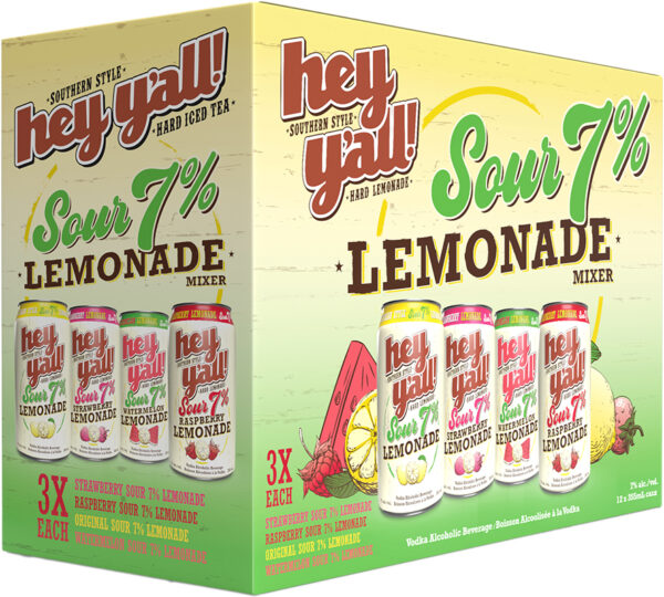Hey Y'All Sour 7% Lemonade Mixer 12 Pack Cans